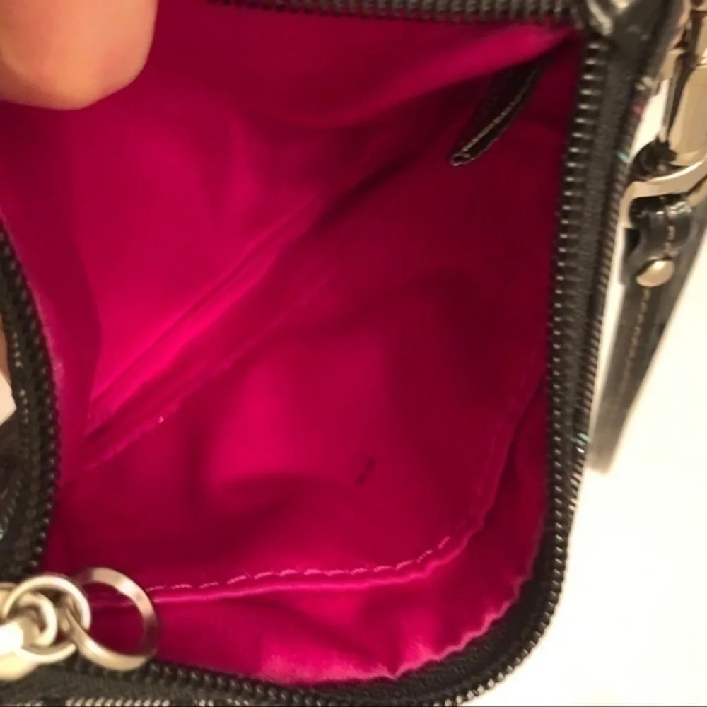 Coach pink black plaid wristlet